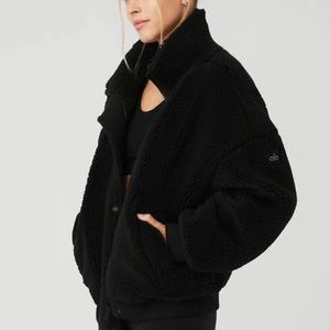 Alo Yoga Sherpa Varsity Jacket in Black - Size Small - Never worn